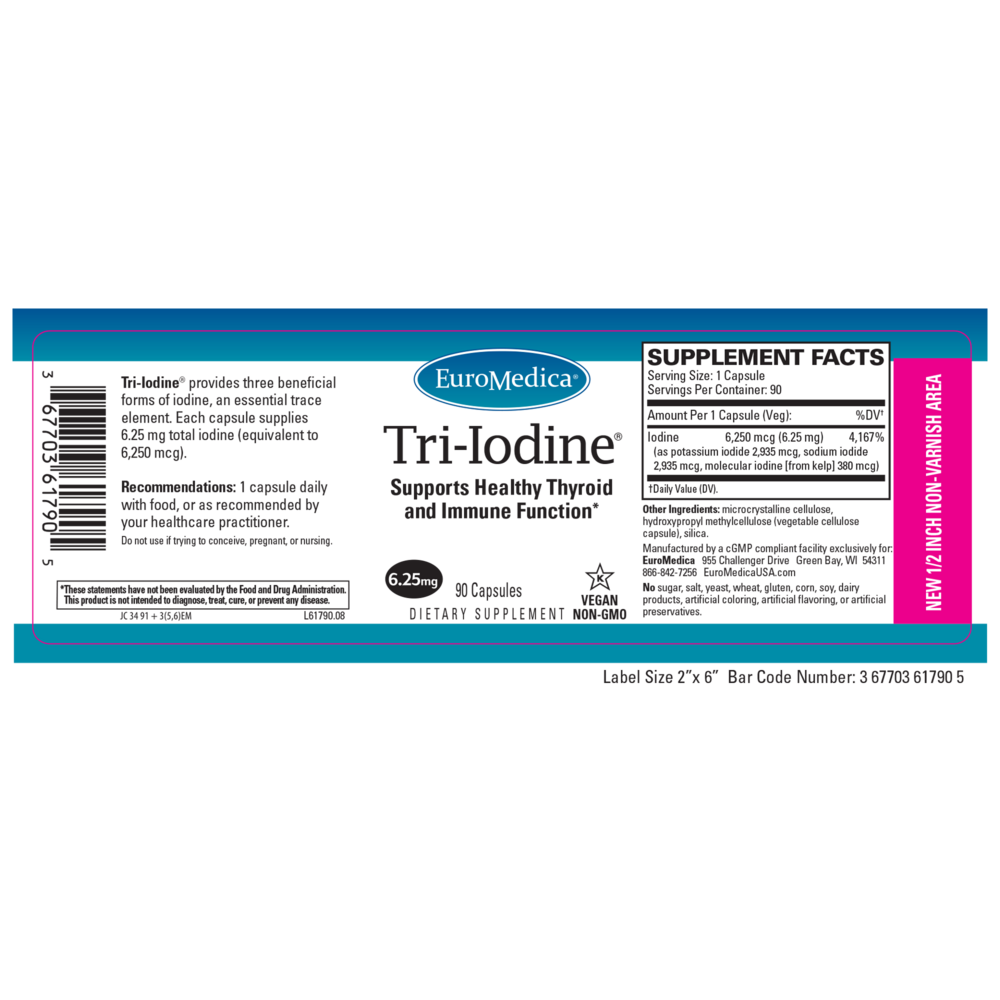 EuroMedica Tri-Iodine 6.25mg 90 caps